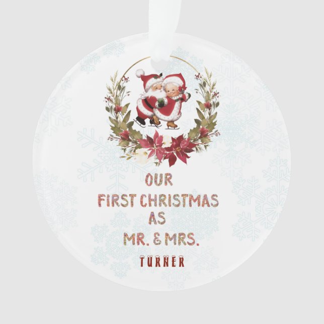 Adorno Nuestra primera poinsettia navideña Wreath Snowfla (Anverso)