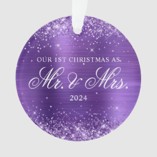 Adorno Nuestro 1er Navidad Foto Amethyst Brillante con Ho