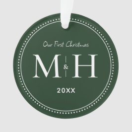 Adorno Nuestro primer Monograma Verde de Nochebuena