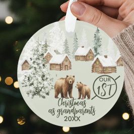 Adorno Nuestro primer Navidad como abuelos oso polar 