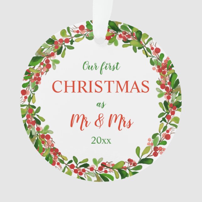 Adorno Nuestro primer navidad como Sr. y señora foto de (Anverso)