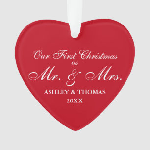 Adorno Nuestro primer navidad como Sr. y señora Red Hear