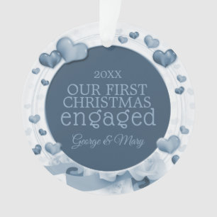 Adorno Nuestro primer navidad junto dedicó el azul de la