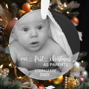 Adorno Nuestro primer Navidad Padres Foto manuscrita