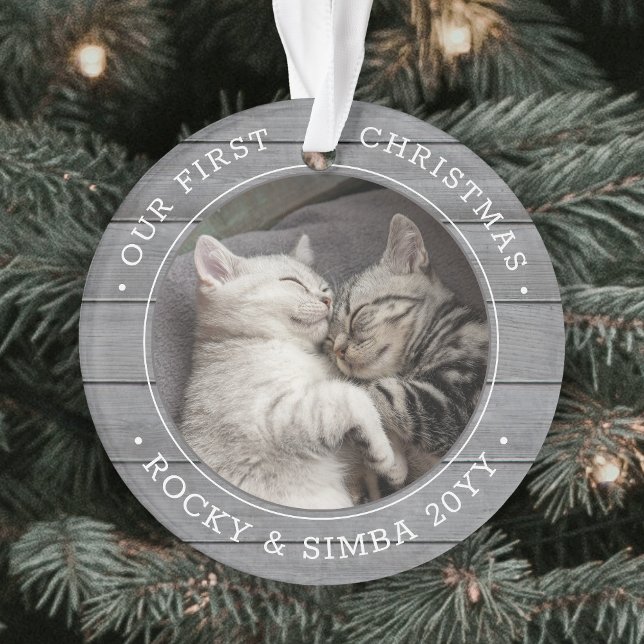 Adorno Nuestros primeros Navidades 2 Mascotas Foto Gray F (Subido por el creador)