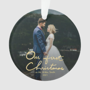 Adorno Nuestros primeros Navidades con letras de mano en 