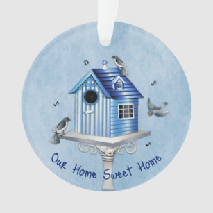 Adorno Nuevo hogar de pájaros azules del hogar victoriano