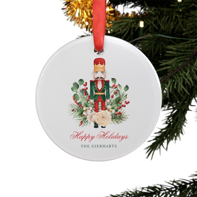 Adorno Nutcracker Happy Holidays Family Tree Decour (Christmas Holidays Nutcracker Acrylic Ornament)