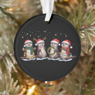 Adorno Nutrias Navideñas Adorables con Gorros de Santa An