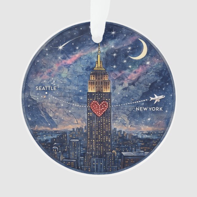 Adorno NYC to Seattle Christmas Ornament (Anverso)
