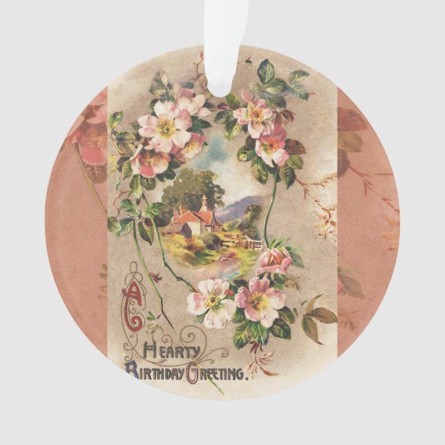 Adorno Obra de Vintage Happy Birday Card (Anverso)