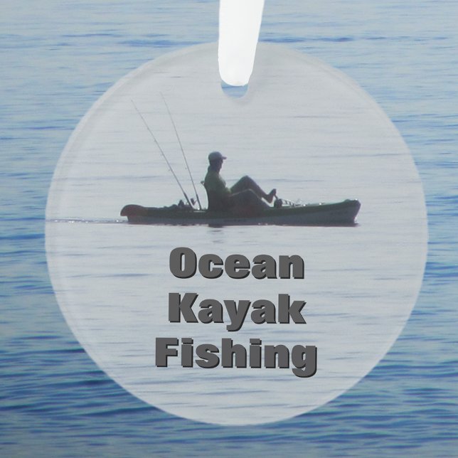 Adorno Ocean Kayak Fishing Black Silhouette Kayaking Blue (Subido por el creador)