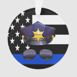 Adorno Oficial de policía Línea Azul delgada
