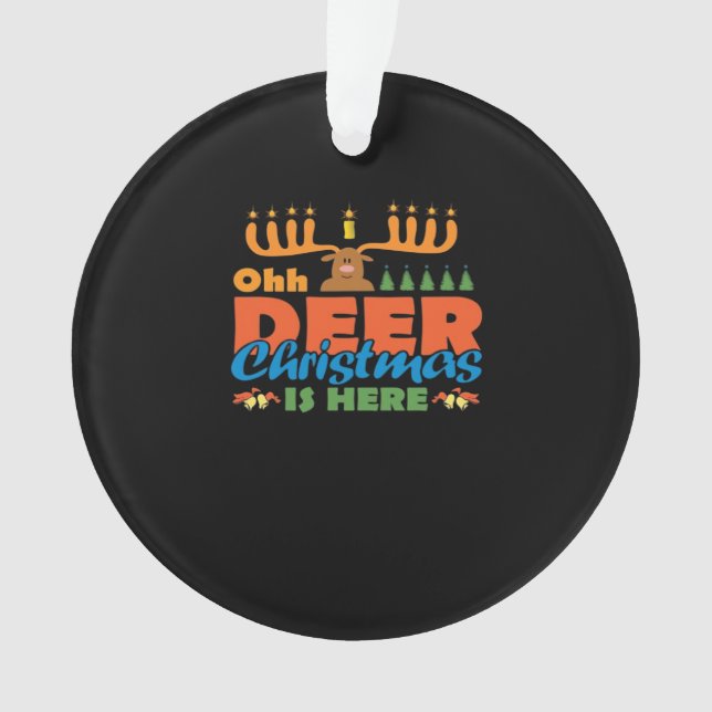Adorno Oh Deer Christmas Too Classic HoliAcrylic Ornament (Anverso)