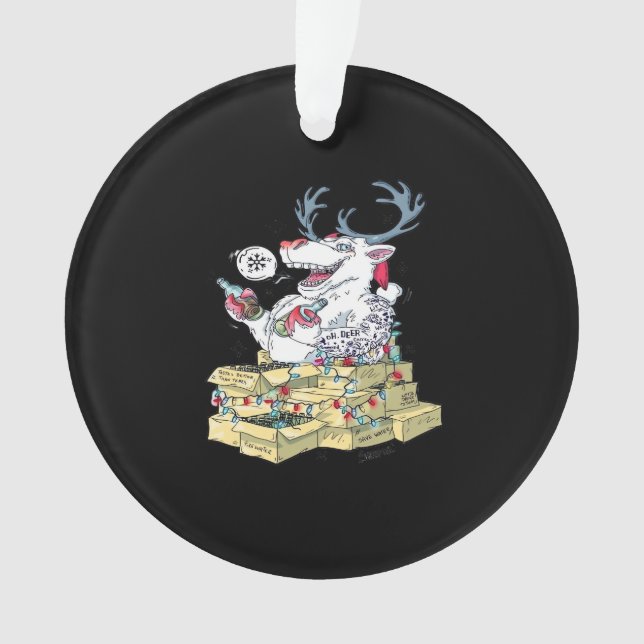 Adorno Oh Deer Drunk Reindeer CelebratingAcrylic Ornament (Anverso)