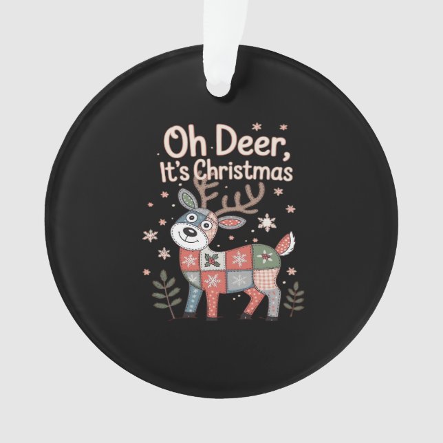 Adorno Oh Deer Its Christmas Miniature Patchwork Squares (Anverso)