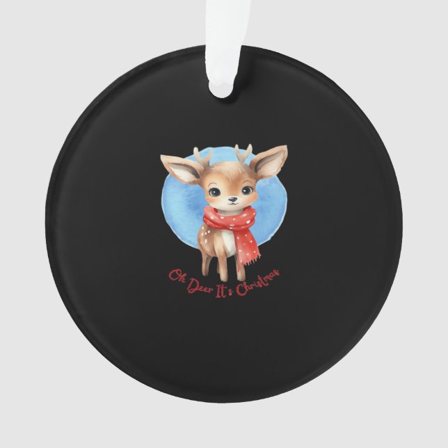 Adorno Oh Deer Its Christmas Retro ClassiAcrylic Ornament (Anverso)