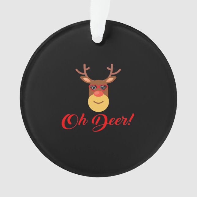 Adorno Oh Deer Retro Classic  Acrylic Ornament (Anverso)