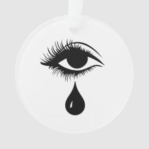 Adorno Ojo único con Eyelash de lágrima negro/blanco