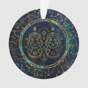 Adorno Olmo del oro del zodiaco de los géminis en la