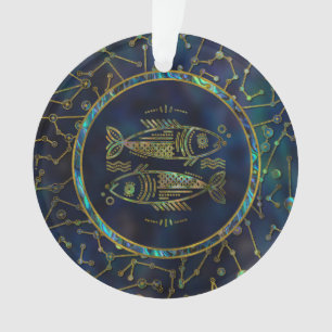 Adorno Olmo del oro del zodiaco de Piscis en la