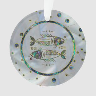 Adorno Olmo del oro del zodiaco de Piscis en la