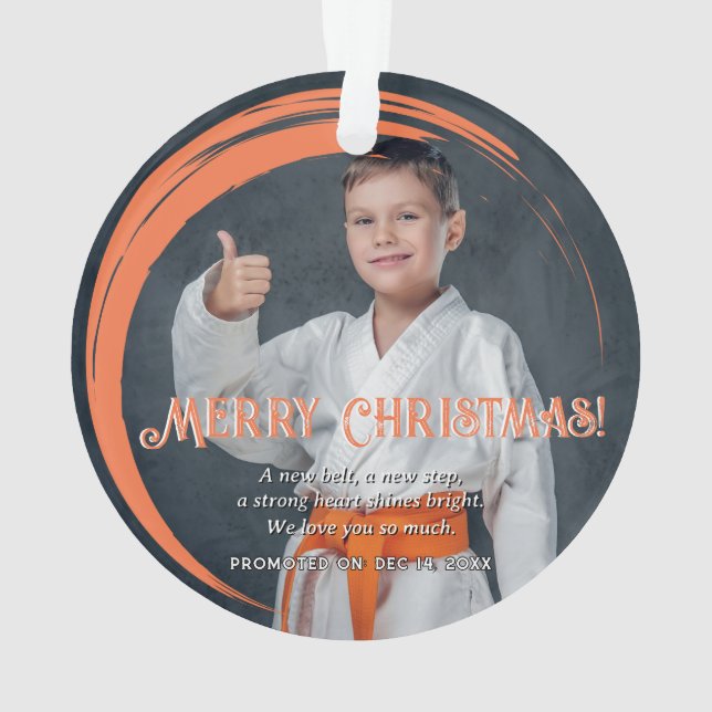 Adorno Orange Belt Judo Promotion Christmas Ornament  (Reverso)