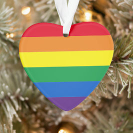 Adorno Orgullo de rainbow stripes Lgbt corazón de Navidad