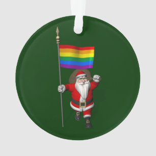 Adorno Orgulloso Santa Claus con bandera arcoiris