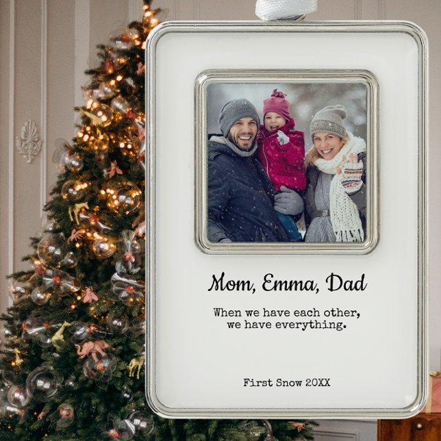 Adorno Ornamento de árbol de navidad de Personalizado fot (Holiday Custom Family Tree Ornament with Personalized Message. )