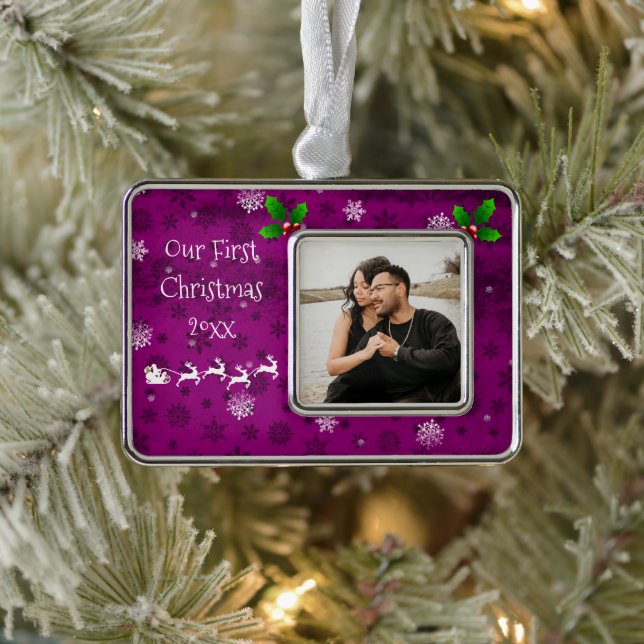 Adorno Ornamento de esquisto y reno de Magenta Santa (Árbol)