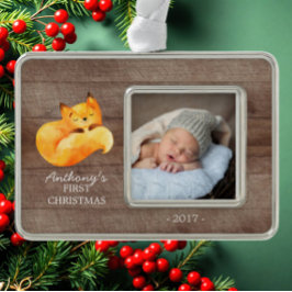 Adorno Ornamento fotográfico de Woodland Fox Baby