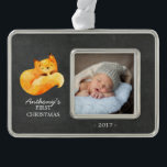Adorno Ornamento fotográfico de Woodland Fox Baby<br><div class="desc">El zorro de la madera para un niño o chica primero navidad. Artículos coincidentes disponibles en nuestra tienda.</div>