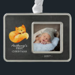 Adorno Ornamento fotográfico de Woodland Fox Baby<br><div class="desc">El zorro de la madera para un niño o chica primero navidad. Artículos coincidentes disponibles en nuestra tienda.</div>