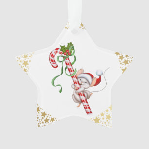 Adorno Ornamnet-Santa Mouse acrílico de vacaciones