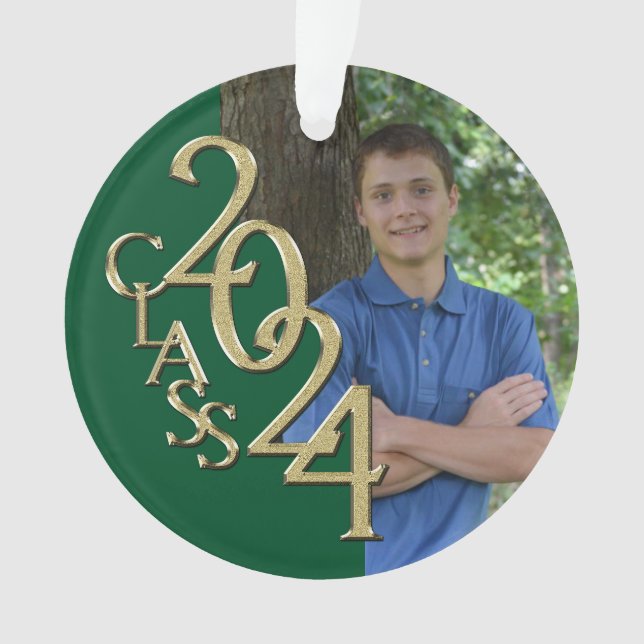 Adorno Oro de graduación y foto verde 2024 (Anverso)