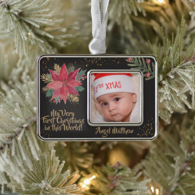 Adorno Oro Red Poinsettia Purpurinoso Primera Navidad Neg (Árbol)