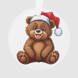 Adorno Oso Animado Lindo con Gorro de Santa