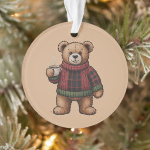 Adorno Oso de Navidad Café Retro Navidad Combinación