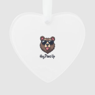 Adorno Oso divertido Vintage Hey Paws Up con gafas de sol
