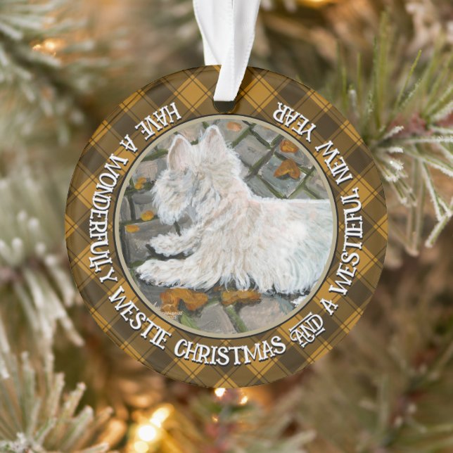 Adorno Otoño deja a Westie en patio (Árbol)