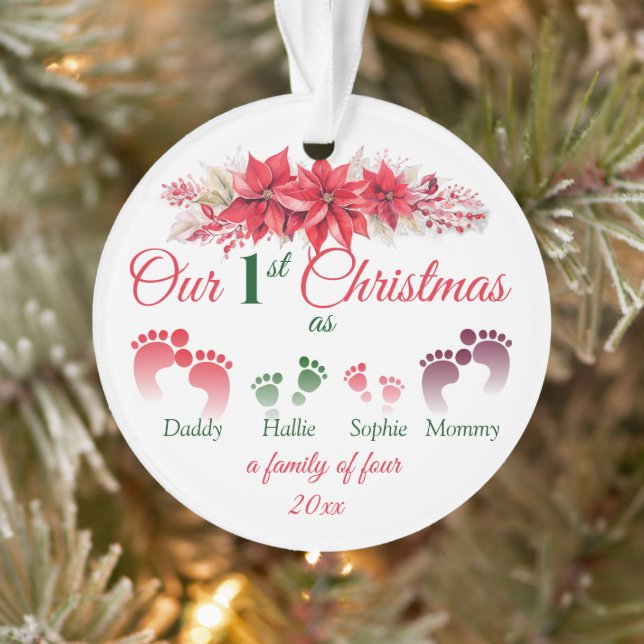 Adorno Our First Christmas As A Family Of 4  (Árbol)