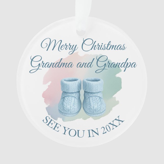 Adorno Our First Christmas as Grandparents Baby Booties (Anverso)