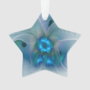 Adorno Ovaciones de pie, fractal azul turquesa abstracto