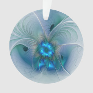 Adorno Ovaciones de pie, fractal azul turquesa abstracto