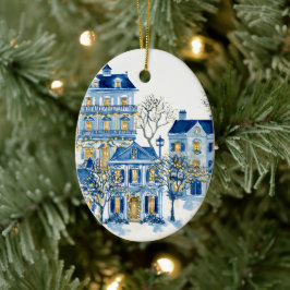Adorno Oval de Navidad Azul – Decoración del Árbol
