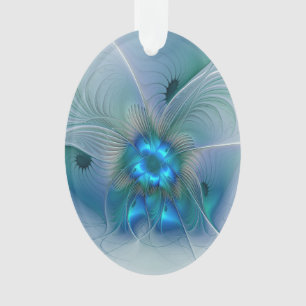 Adorno Ovejas en pie, abstracto fractal turquesa azul