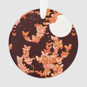 Adorno Paisaje lunar con mariposas - coral, chocolate