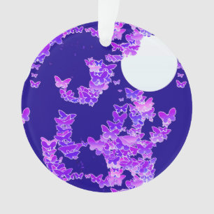 Adorno Paisaje lunar con mariposas - lila, azul oscuro