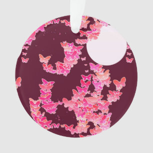 Adorno Paisaje lunar con mariposas - rosa, borgoñona